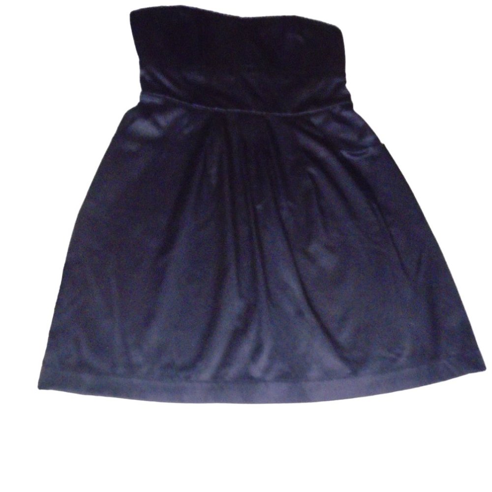 💝5/$25💖 Silky Sheen Little Black Strapless Corset Dress w pleats & Pockets